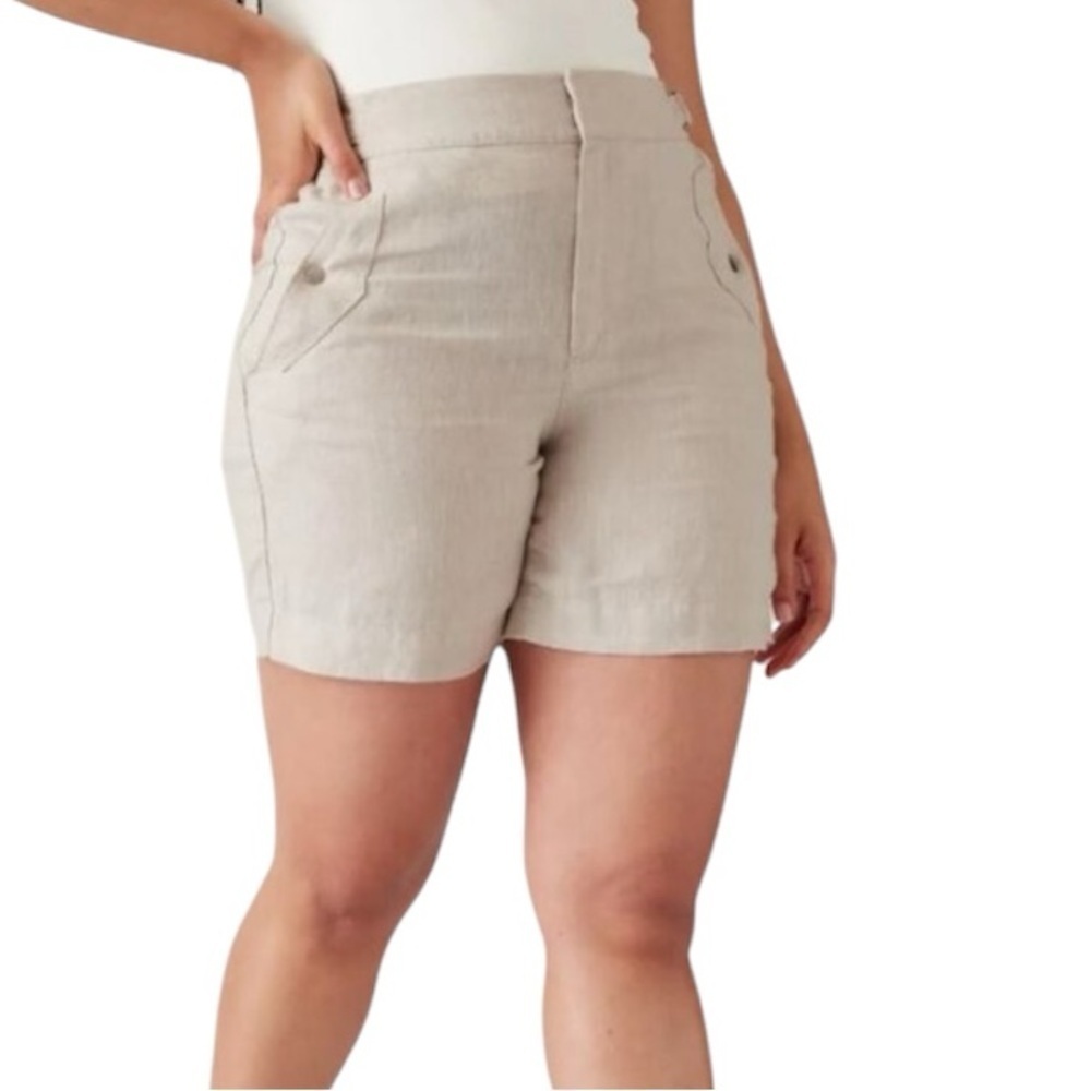 Athleta | Women’s Beige Linen Voyager Shorts Size 6